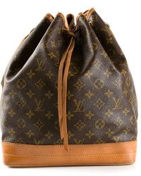 Женский темно-коричневый кожаный рюкзак с принтом от Louis Vuitton