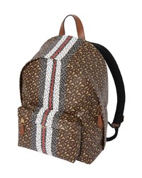 Мужской темно-коричневый кожаный рюкзак с принтом от Burberry