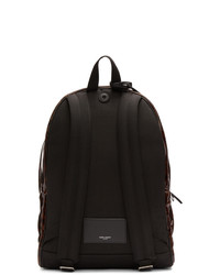Мужской темно-коричневый кожаный рюкзак с принтом от Saint Laurent