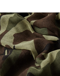 Мужской темно-коричневый легкий шарф с камуфляжным принтом от Saint Laurent
