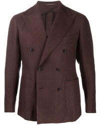 Темно-коричневый льняной двубортный пиджак