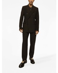 Мужской темно-коричневый льняной двубортный пиджак от Dolce & Gabbana