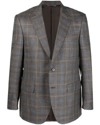 Мужской темно-коричневый льняной пиджак в шотландскую клетку от Canali