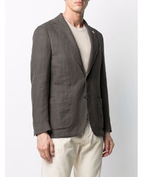 Мужской темно-коричневый льняной пиджак от Lardini