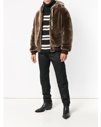 Мужской темно-коричневый меховой бомбер от Saint Laurent