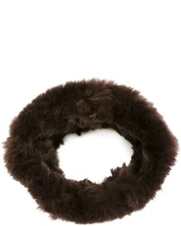 Женский темно-коричневый меховой шарф от Yves Salomon