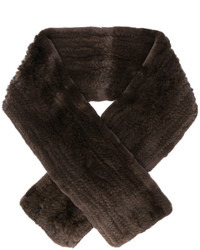 Женский темно-коричневый меховой шарф от Yves Salomon