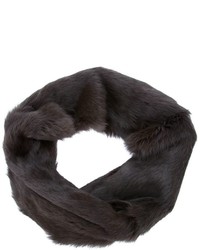 Женский темно-коричневый меховой шарф