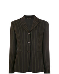 Темно-коричневый пиджак в вертикальную полоску