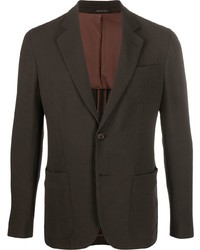 Мужской темно-коричневый пиджак в вертикальную полоску от Giorgio Armani