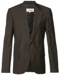 Мужской темно-коричневый пиджак в вертикальную полоску от Maison Margiela