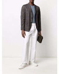 Мужской темно-коричневый пиджак в клетку от Peserico