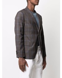Мужской темно-коричневый пиджак в клетку от Peserico
