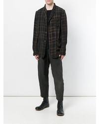 Мужской темно-коричневый пиджак в клетку от Uma Wang