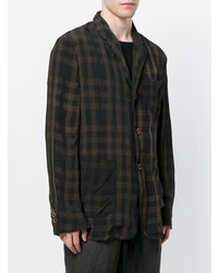 Мужской темно-коричневый пиджак в клетку от Uma Wang