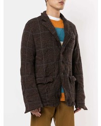 Мужской темно-коричневый пиджак в клетку от Undercover