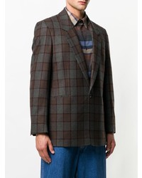 Мужской темно-коричневый пиджак в клетку от E. Tautz