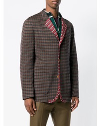 Мужской темно-коричневый пиджак в мелкую клетку от Marni