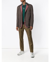 Мужской темно-коричневый пиджак в мелкую клетку от Marni