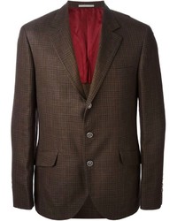 Мужской темно-коричневый пиджак в шотландскую клетку от Brunello Cucinelli