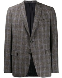 Мужской темно-коричневый пиджак в шотландскую клетку от Emporio Armani