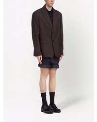 Мужской темно-коричневый пиджак в шотландскую клетку от Prada