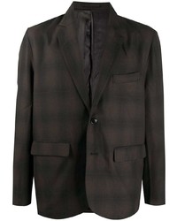 Мужской темно-коричневый пиджак в шотландскую клетку от Stussy