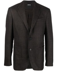 Мужской темно-коричневый пиджак в шотландскую клетку от Zegna