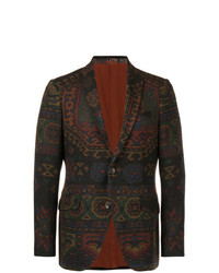 Мужской темно-коричневый пиджак с геометрическим рисунком от Etro