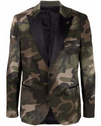 Мужской темно-коричневый пиджак с камуфляжным принтом от Manuel Ritz