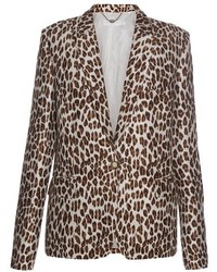 Темно-коричневый пиджак с леопардовым принтом