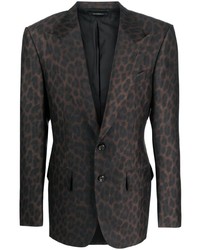 Темно-коричневый пиджак с леопардовым принтом