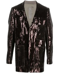Мужской темно-коричневый пиджак с пайетками от Rick Owens