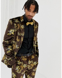 Мужской темно-коричневый пиджак с принтом от ASOS DESIGN