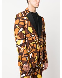 Мужской темно-коричневый пиджак с принтом от Moschino