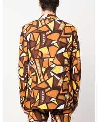 Мужской темно-коричневый пиджак с принтом от Moschino