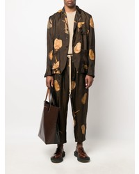 Мужской темно-коричневый пиджак с принтом от Uma Wang