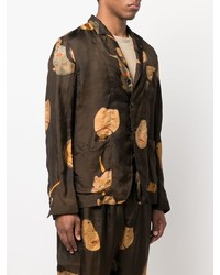 Мужской темно-коричневый пиджак с принтом от Uma Wang