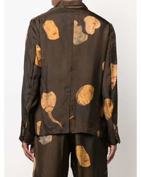 Мужской темно-коричневый пиджак с принтом от Uma Wang