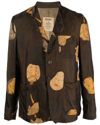 Мужской темно-коричневый пиджак с принтом от Uma Wang