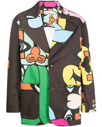 Мужской темно-коричневый пиджак с принтом от Walter Van Beirendonck