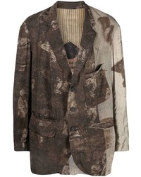 Мужской темно-коричневый пиджак с принтом от Ziggy Chen