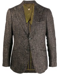 Мужской темно-коричневый пиджак с узором "в ёлочку" от Maurizio Miri