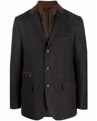 Мужской темно-коричневый пиджак с узором "гусиные лапки" от Corneliani