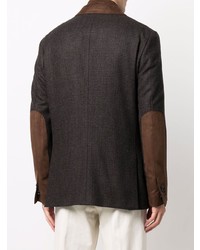Мужской темно-коричневый пиджак с узором "гусиные лапки" от Corneliani