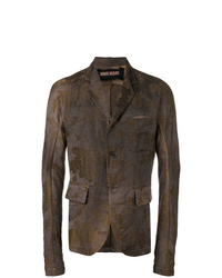 Темно-коричневый пиджак с цветочным принтом