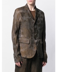 Мужской темно-коричневый пиджак с цветочным принтом от Uma Wang