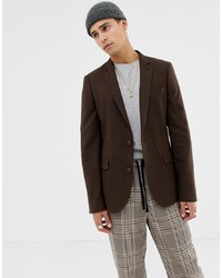 Мужской темно-коричневый пиджак от ASOS DESIGN