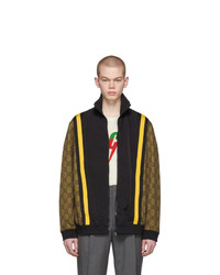 Мужской темно-коричневый свитер на молнии с принтом от Gucci
