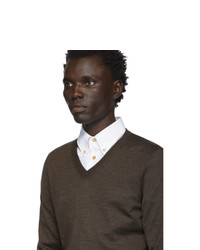 Мужской темно-коричневый свитер с v-образным вырезом от BOSS